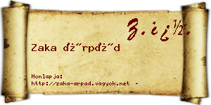 Zaka Árpád névjegykártya